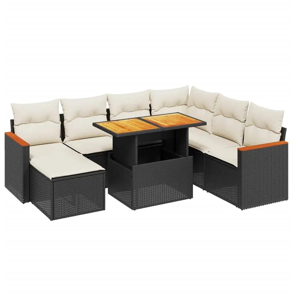 Garden Sofa Set PE Rattan 8 Piece Outdoor Furniture Modular Black