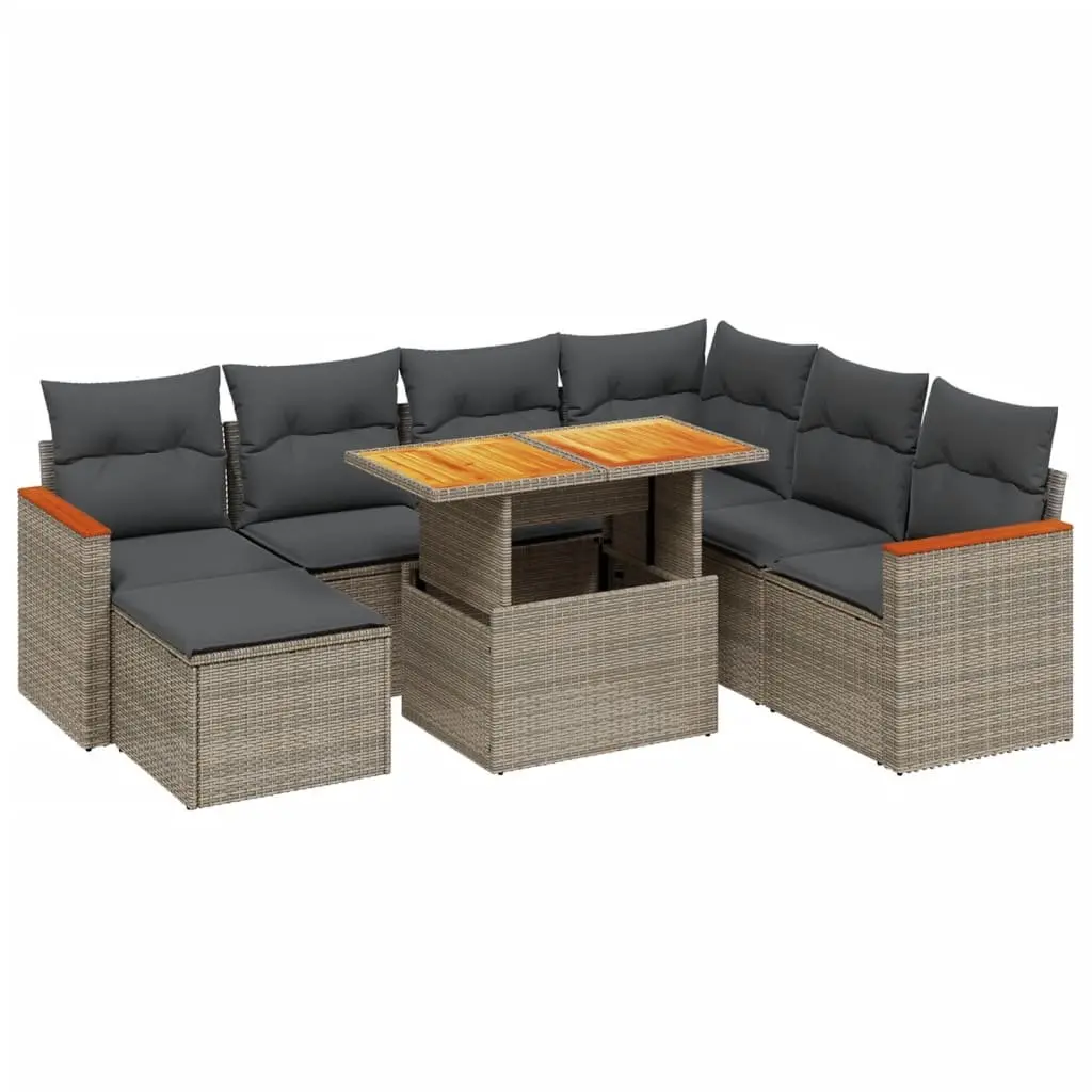 Modular 8-Piece Garden Sofa Set in Grey Poly Rattan