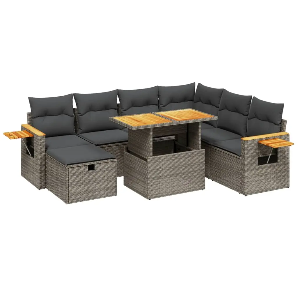 8-Piece Modular Garden Sofa Set in Grey Poly Rattan