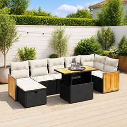 Premium 8-Piece Outdoor Garden Sofa Set in Black