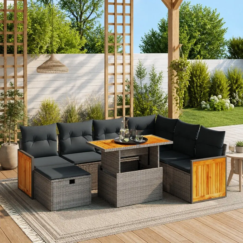 Modular 8 Piece Outdoor Garden Sofa Set in Grey