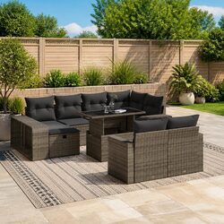 Premium 11 Piece Grey Modular Garden Sofa Set