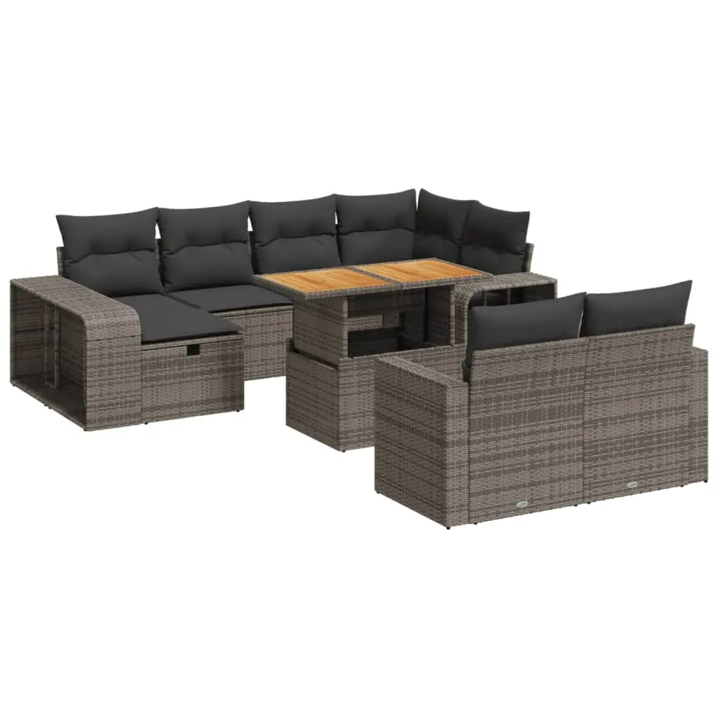 Garden Sofa Set PE Rattan 11 Piece Outdoor Furniture Grey Modular