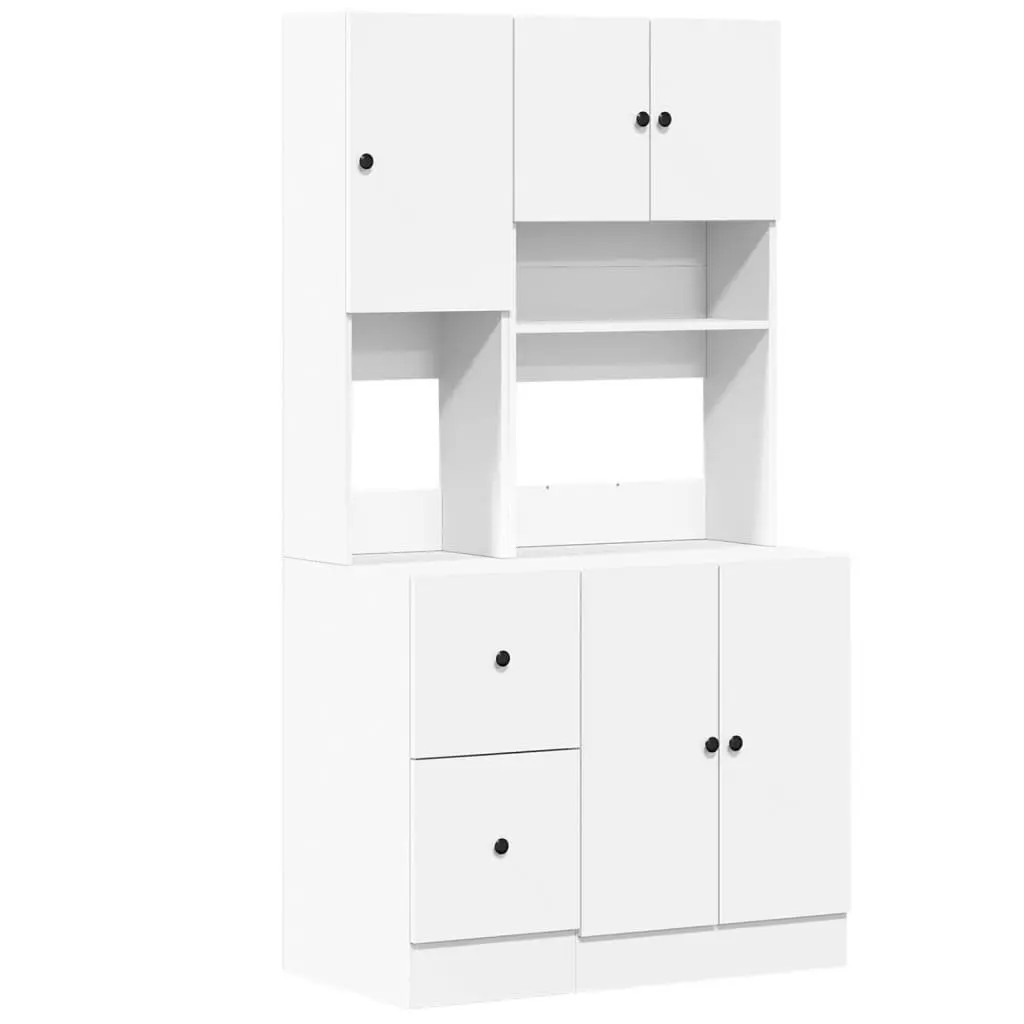 White Kitchen Cabinet with Doors and Drawers