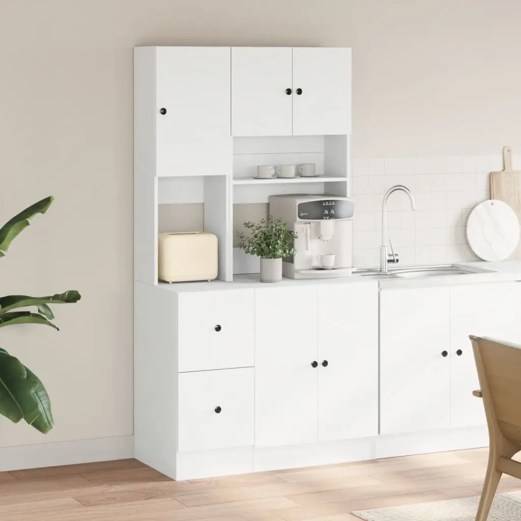 White Kitchen Cabinet with Doors and Drawers