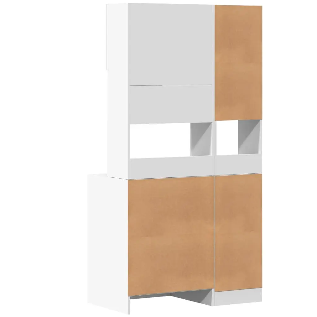 White Kitchen Cabinet with Doors and Drawers