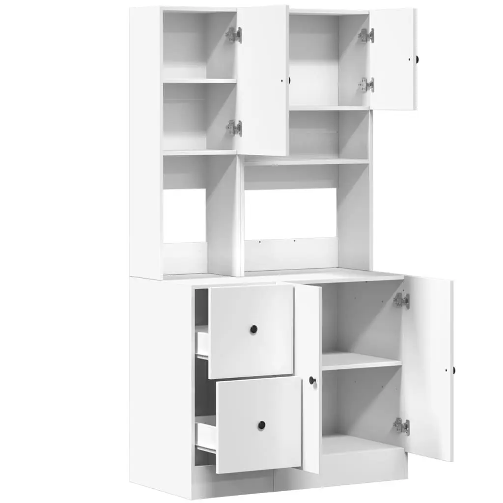 White Kitchen Cabinet with Doors and Drawers
