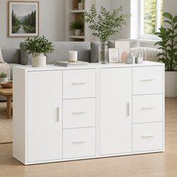 Durable White Sideboard Cabinets Set of 2