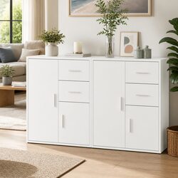 Quality Engineered Wood White Sideboard Cabinet 60x31x70cm