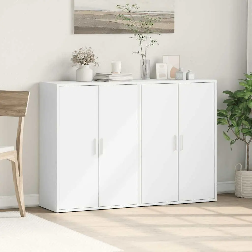 White Engineered Wood Sideboard for Storage