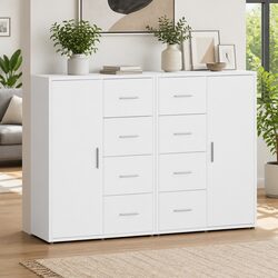Durable White Sideboard Storage Cabinet Set of 2
