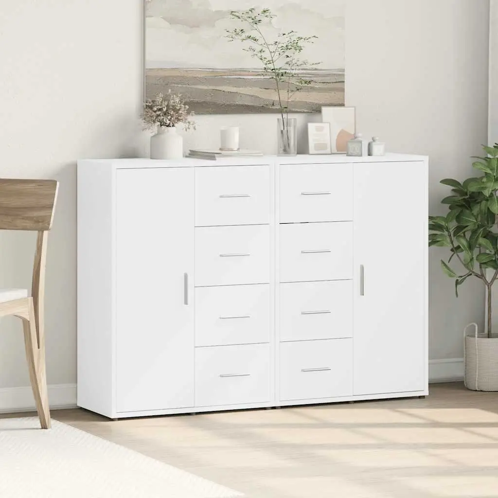 White Sideboard Storage Cabinet Set of 2