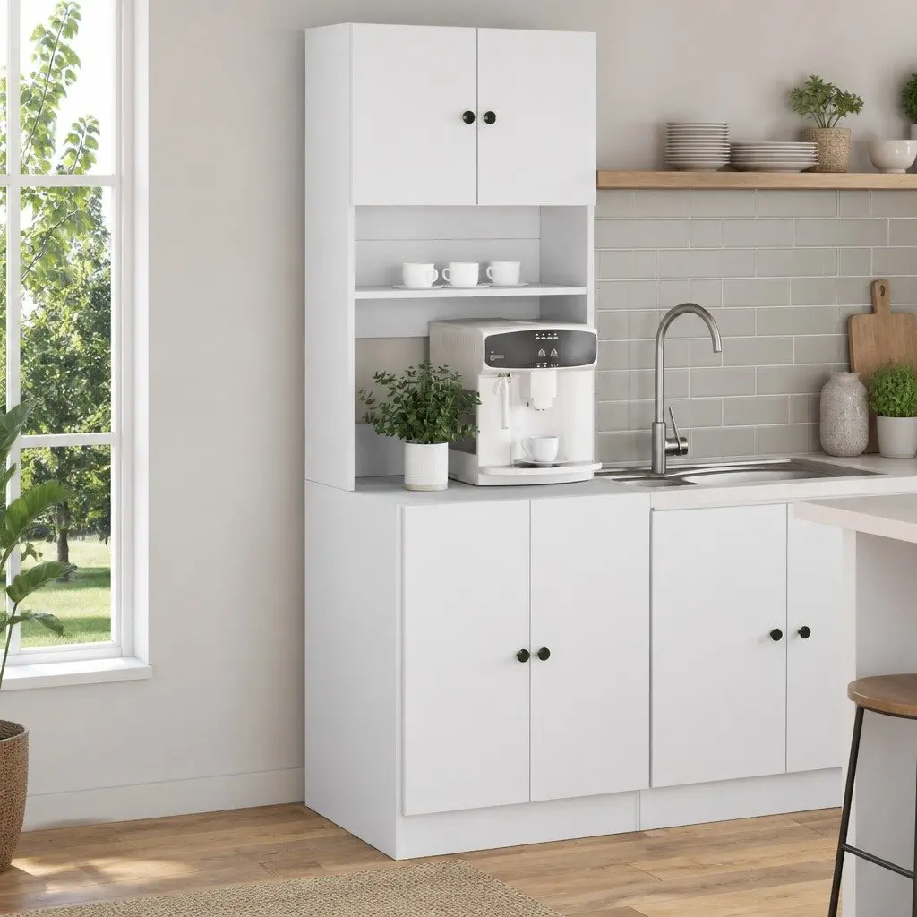 White Engineered Wood Kitchen Storage Cabinet
