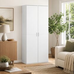 Elegant White Highboard Storage Cabinet 80x35x180cm