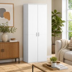 Stylish Highboard Storage Cabinet in White, 60x35x180 cm