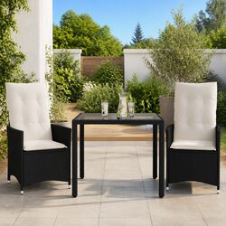 Sturdy Outdoor Bistro Set 3 Piece Garden Furniture Black