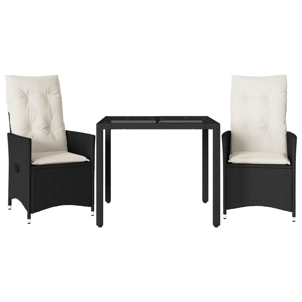 Outdoor Bistro Set 3 Piece Garden Furniture Black