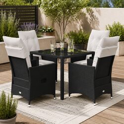 5-Piece Black Rattan Outdoor Dining Set for Patio