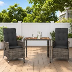 Quality Outdoor Bistro Set - 3 Piece Rattan Chairs & Table