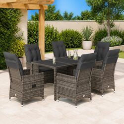 Durable 7 Piece Grey Rattan Outdoor Dining Set