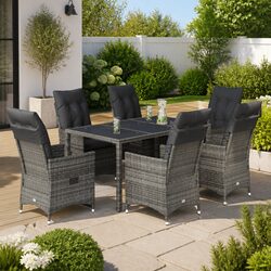 Durable 7 Piece Grey Garden Dining Set with Cushions