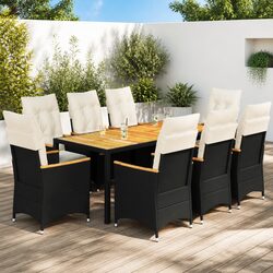 Premium 9 Piece Outdoor Dining Set with PE Rattan Chairs