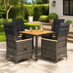 5 Piece Grey Outdoor Dining Set with Sturdy Rattan