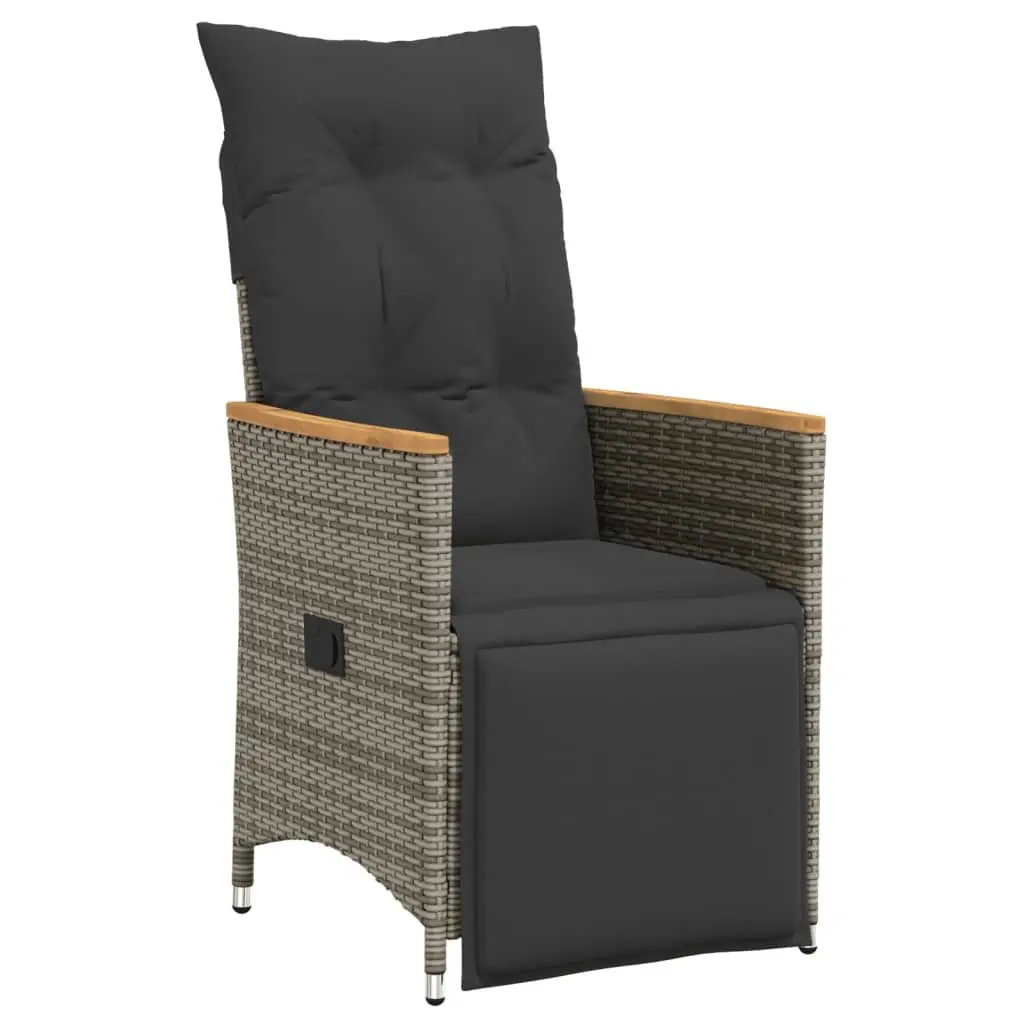 Garden Dining Set PE Rattan Acacia Wood 5 Piece Grey Outdoor Furniture
