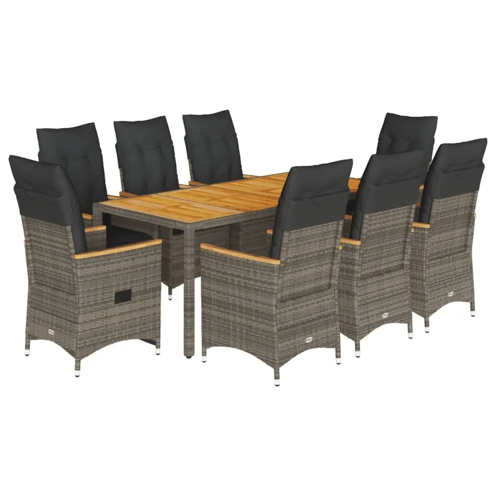 Grey Poly Rattan 9 Piece Garden Dining Set