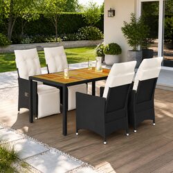 Premium 5-Piece Outdoor Dining Set with Black Rattan