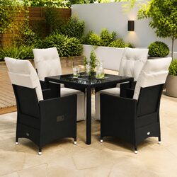 Sturdy 5-Piece Outdoor Rattan Dining Set with Cushions