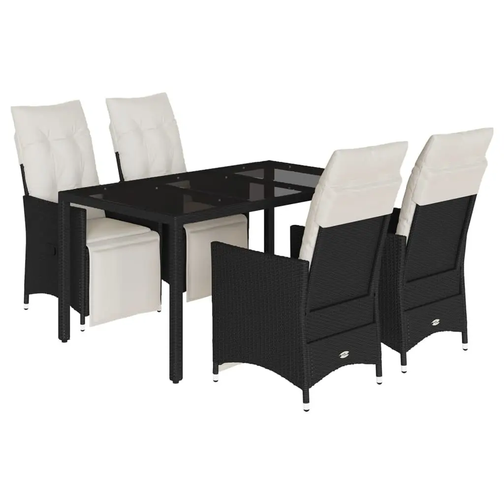 Black Poly Rattan 5 Piece Garden Dining Set