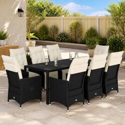 High-Quality 9-Piece Garden Dining Set with Cushions