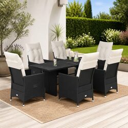7-Piece Outdoor Dining Set with Poly Rattan Chairs
