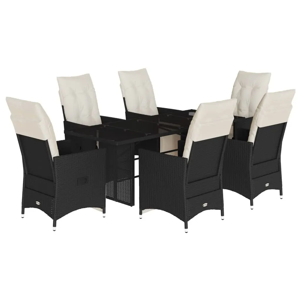 Outdoor Dining Set Poly Rattan 7 Piece Garden Furniture Black