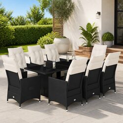 Sturdy 9-Piece Garden Dining Set with Poly Rattan