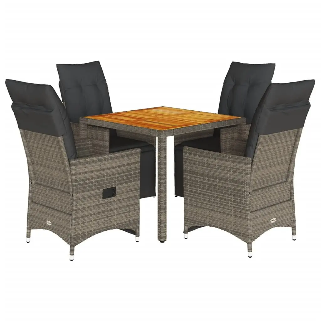 5 Piece Grey Poly Rattan Garden Bistro Set