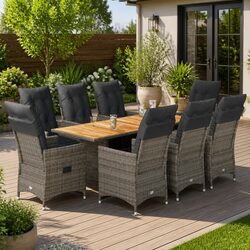 Durable 9 Piece Garden Bistro Set with Adjustable Cushions