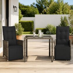 Premium 3 Piece Adjustable Garden Bistro Set in Grey