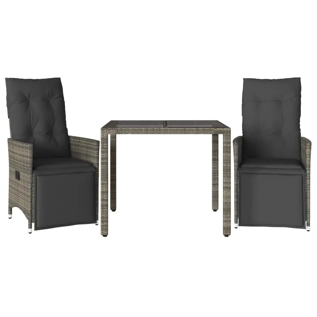 3 Piece Adjustable Garden Bistro Set in Grey