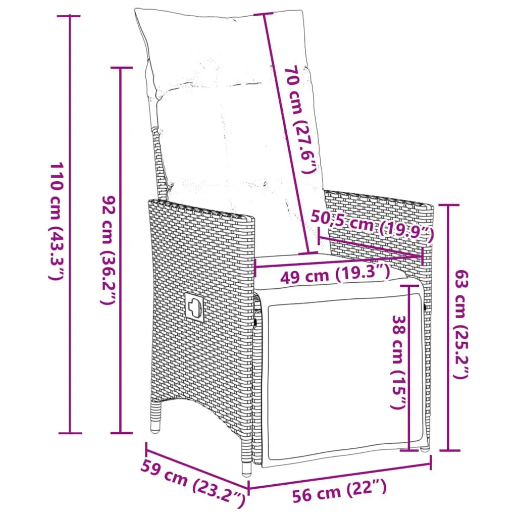 7 Piece Grey Poly Rattan Garden Bistro Set
