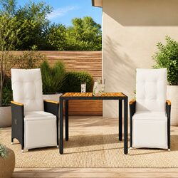 Durable 3 Piece Bistro Set with Cushions for Outdoor Use