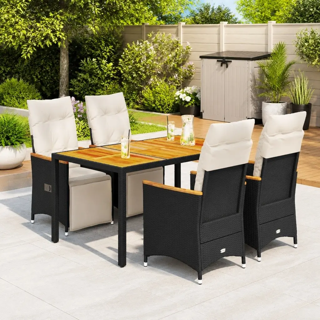 5 Piece Garden Bistro Set with Cushions