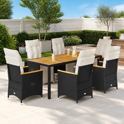 Premium 7-Piece Outdoor Bistro Furniture Set in Black Rattan
