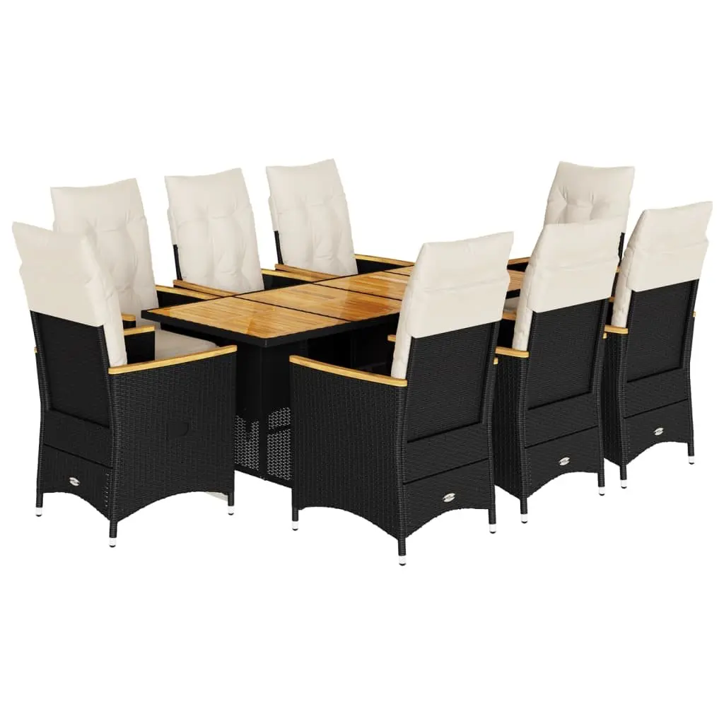 9 Piece Garden Bistro Set with Cushions
