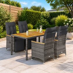 5 Piece Outdoor Bistro Set in Grey with Cushions