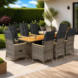 Stylish 9 Piece Outdoor Bistro Set with Cushions Grey