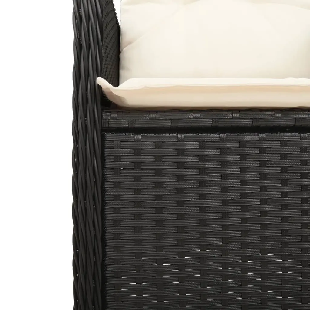 7 Piece Garden Bistro Set PE Rattan Acacia Wood Black Outdoor