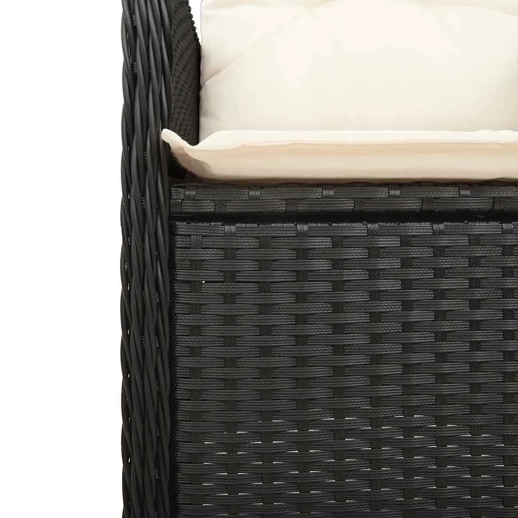 7-Piece Black Garden Bistro Set with Adjustable Backrest