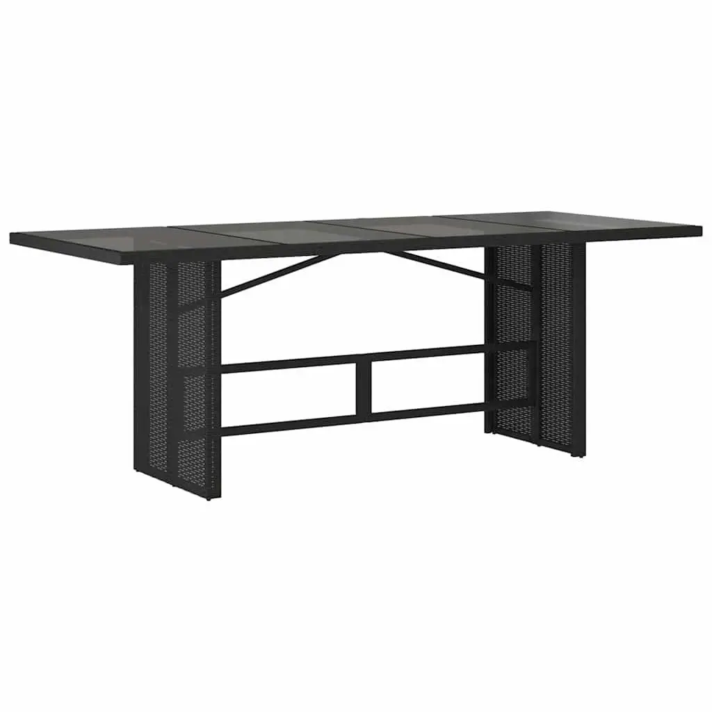 Garden Bistro Set Poly Rattan 9 Piece Outdoor Furniture Black Cushions Glass